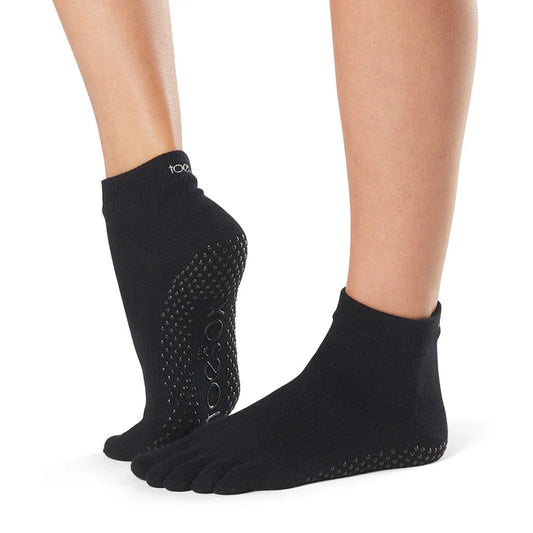 ToeSox Full Toe Ankle Grip Socks Black S