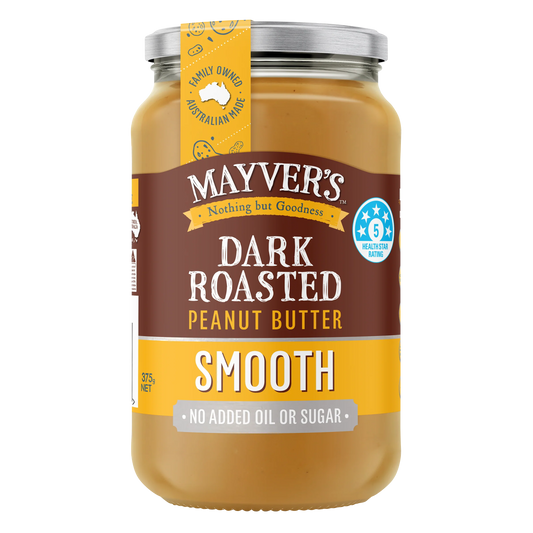 Mayver’s Smooth Dark Roasted Peanut Butter 375g