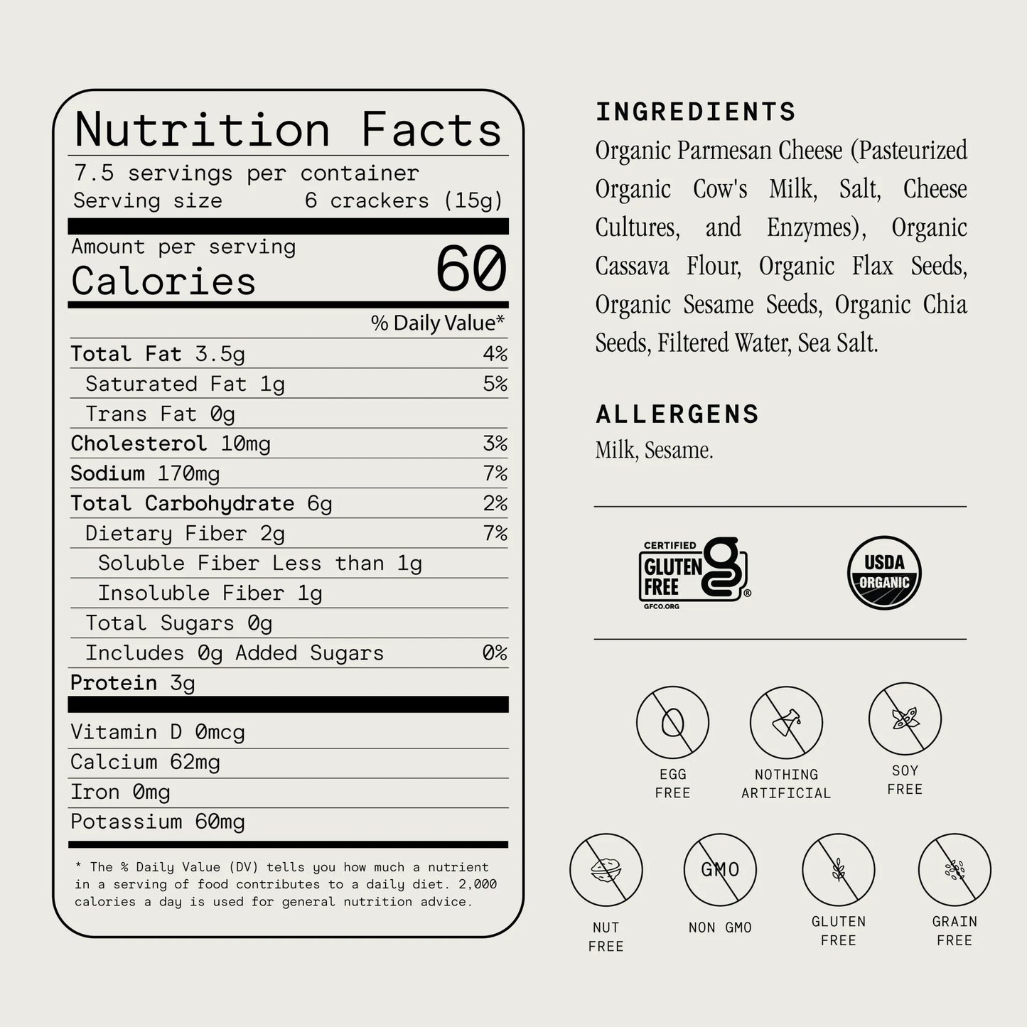 Julian Bakery Parmesan Organic Seed Crackers