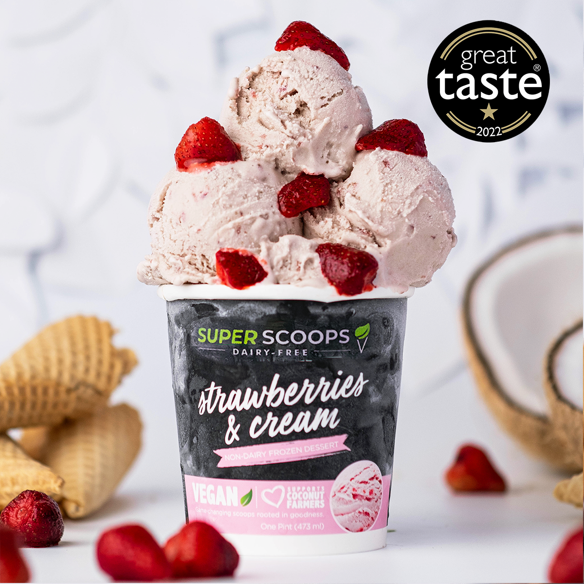 Super Scoops Strawberries & Cream ice cream Pint