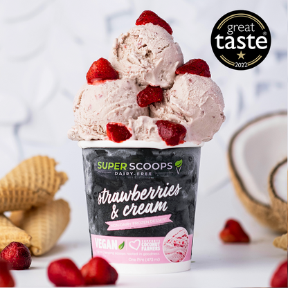 Super Scoops Strawberries & Cream Vegan Ice Cream