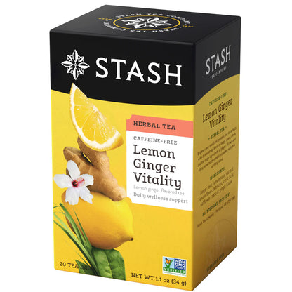 Stash Lemon Ginger Vitality Herbal Tea, 20 Tea Bags