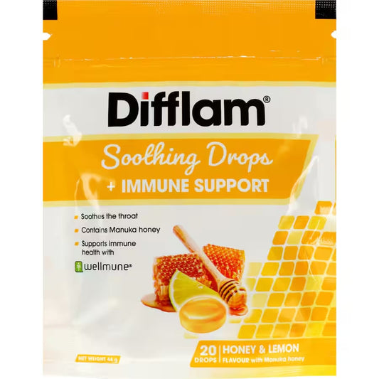Difflam Soothing Drops + Immune Honey & Lemon 44g