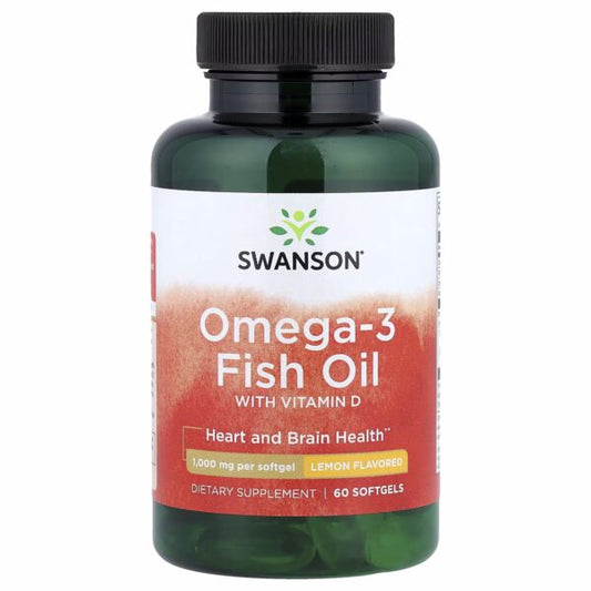 Swanson Vitamins Omega-3 Fish Oil w/ Vitamin D, 60 softgels
