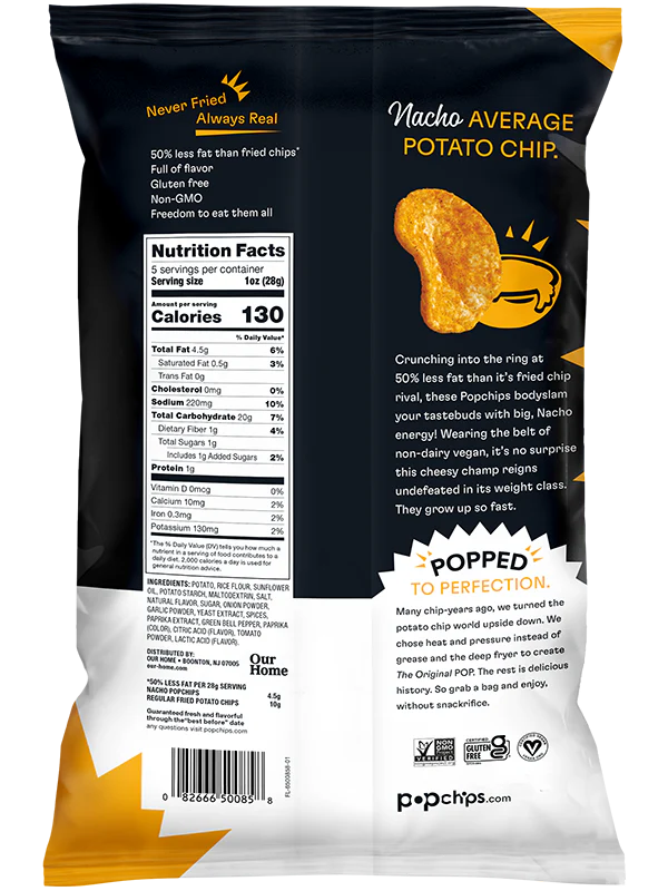 Popchips Nacho Potato Chips 142g