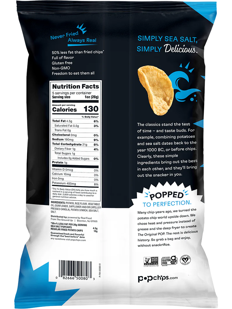 Popchips Original Sea Salt Potato Chips 142g