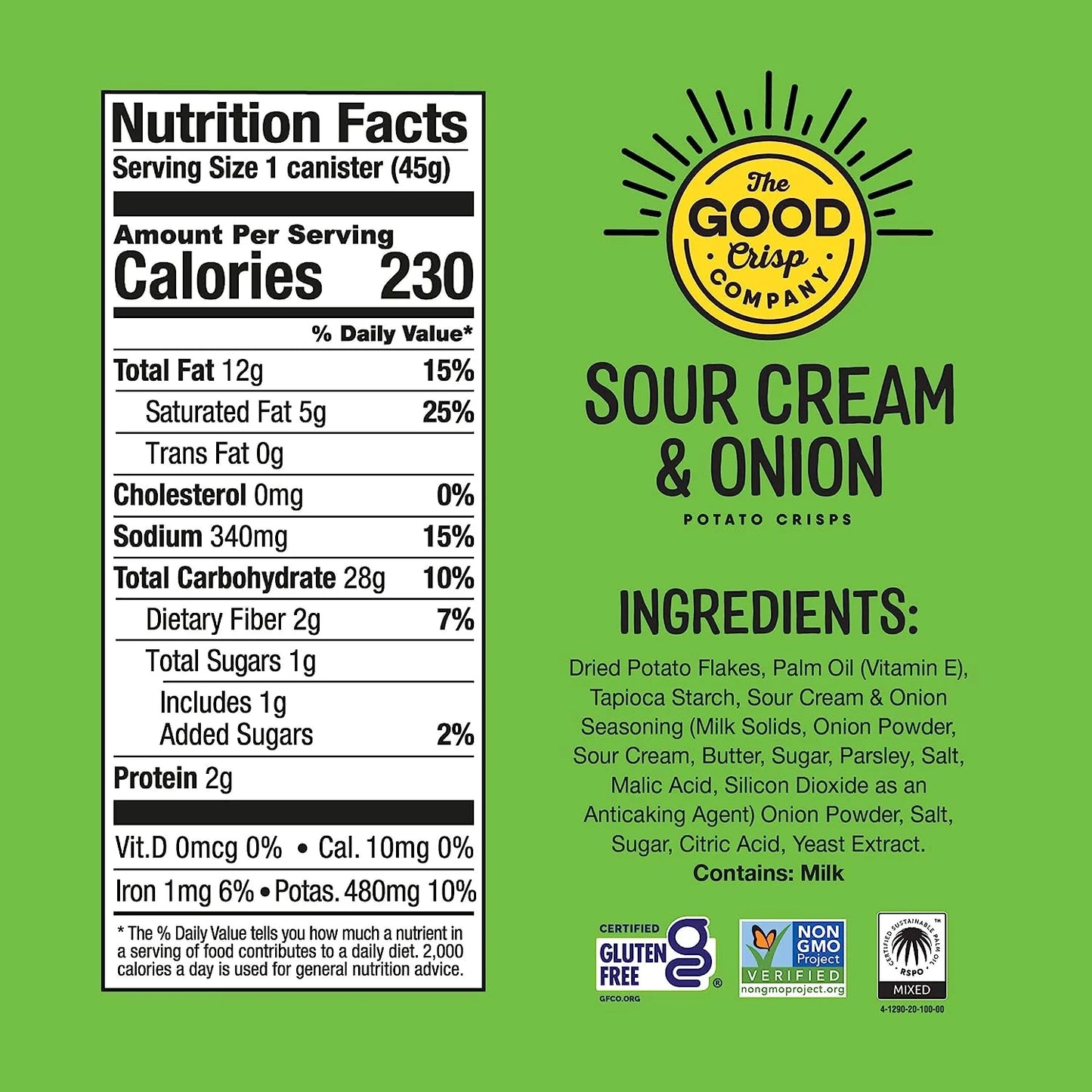The Good Crisp Sour Cream & Onion Potato Crisps 45g