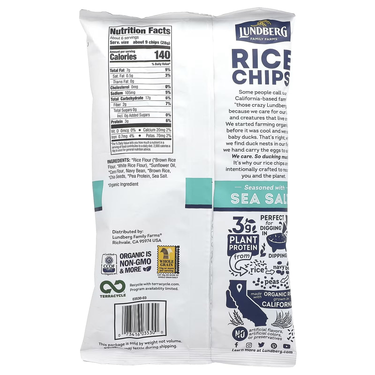Lundberg Rice Chips, Sea Salt 156g