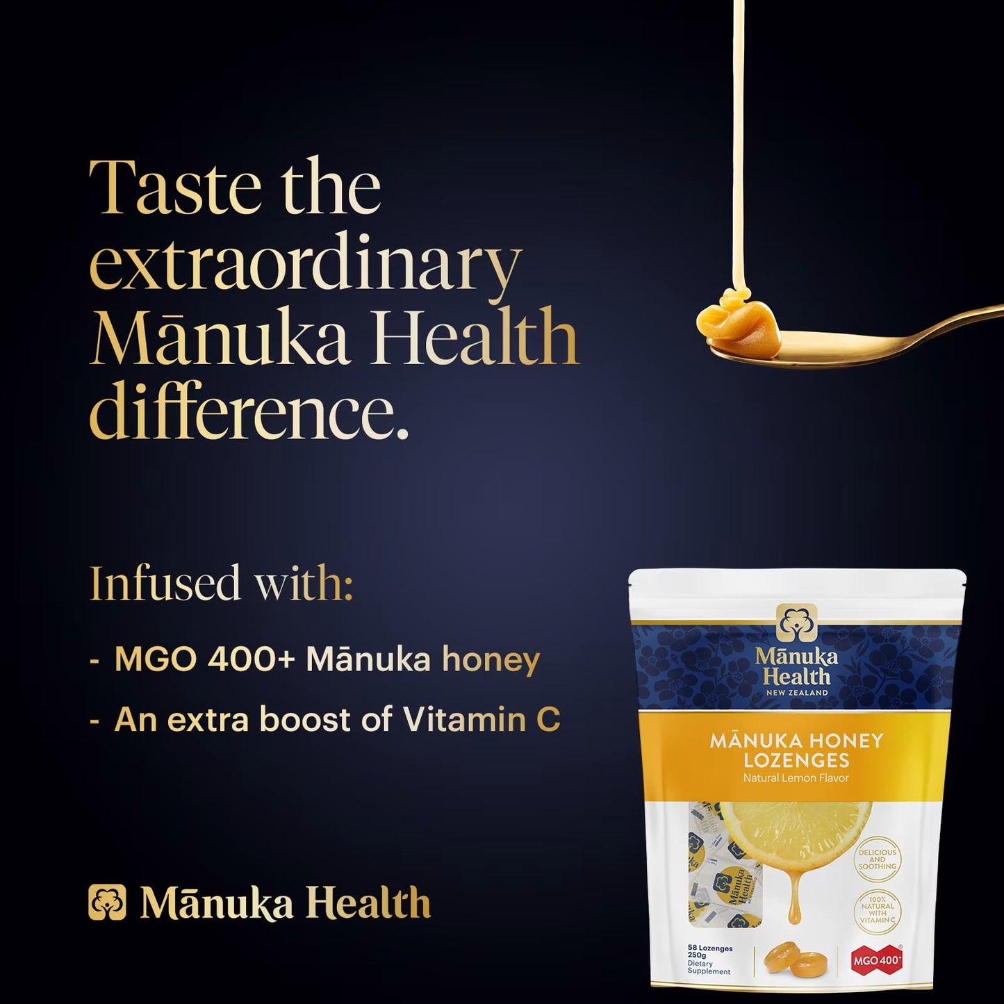 Manuka Health Manuka Honey MGO 400+, 58 Lozenges