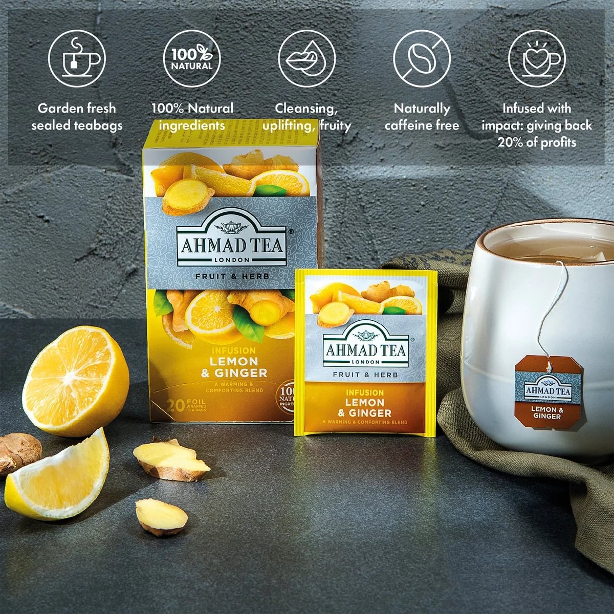 Ahmad Tea Lemon & Ginger, 20 Tea Bags