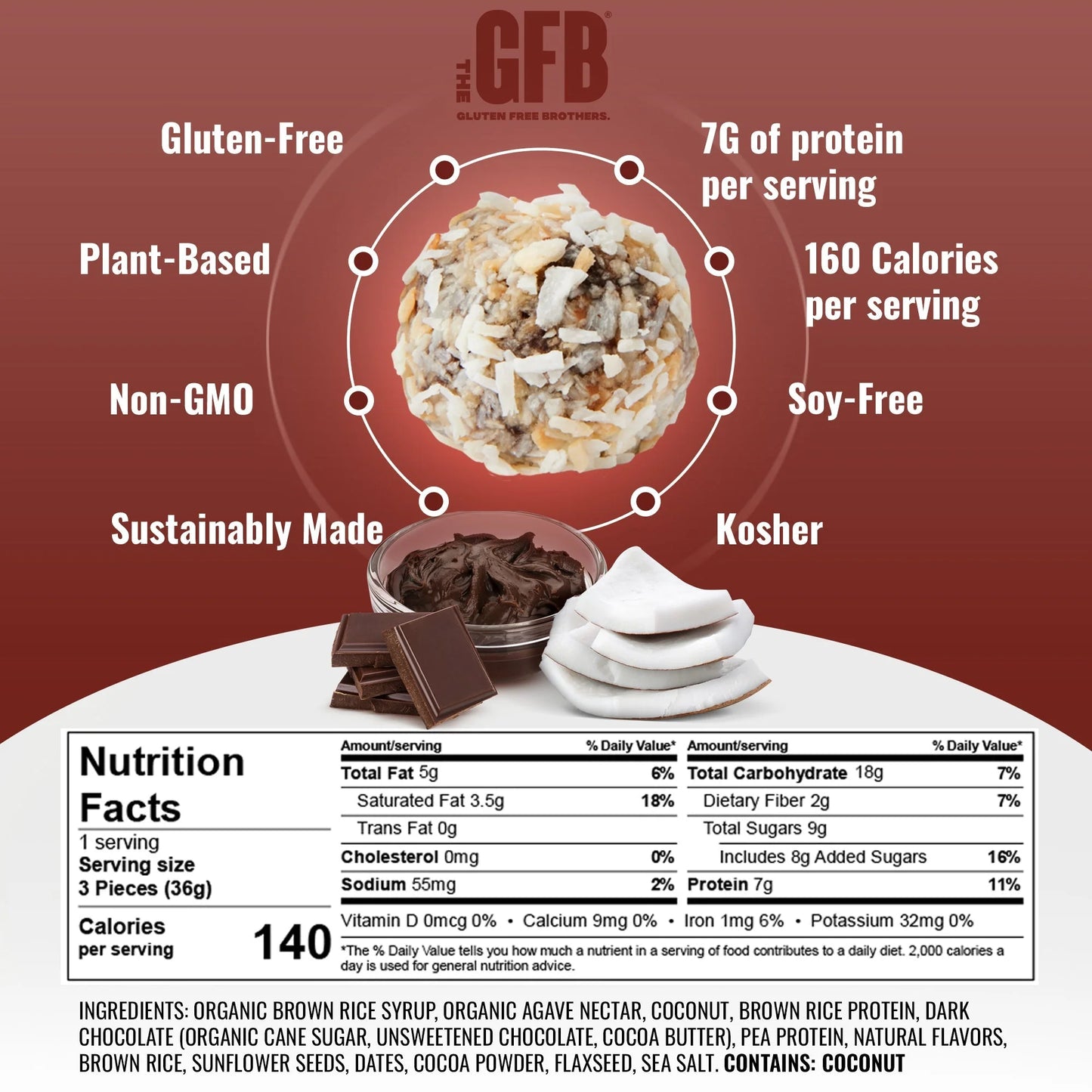 The GFB Dark Chocolate Coconut Bites 113g