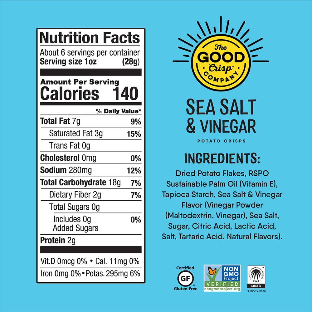 The Good Crisp Sea Salt & Vinegar Potato Crisps 160g