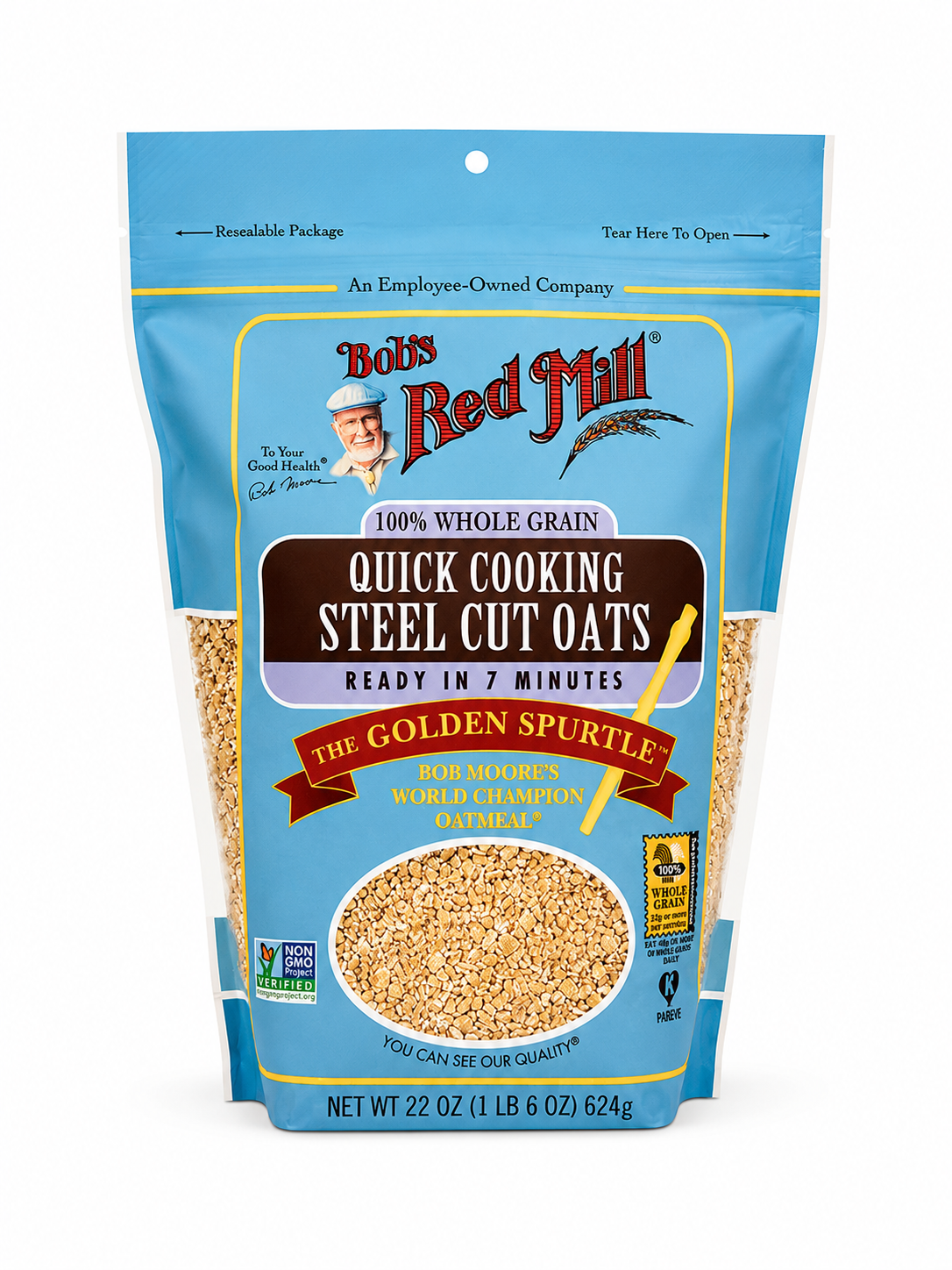 Bob's Red Mill Quick Cooking Steel Cut Oats, Golden Spurtle 624g