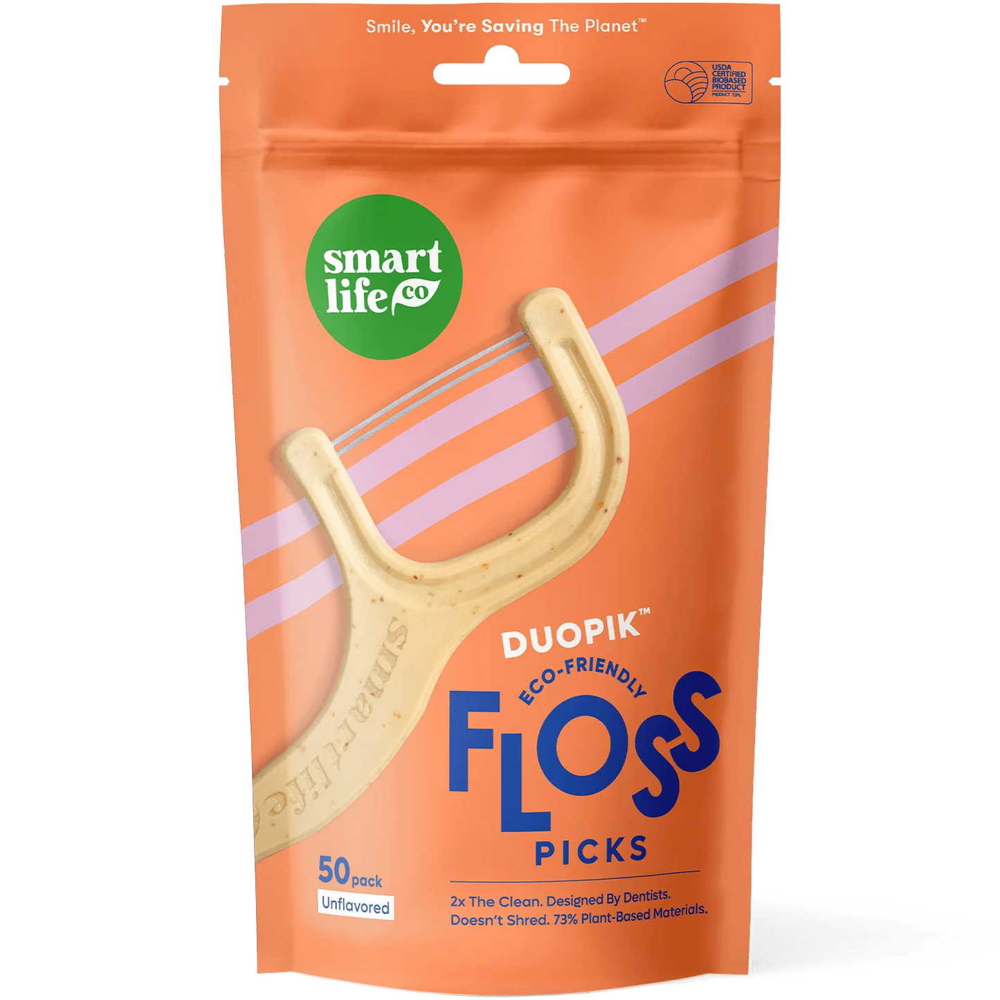 SmartLifeco DuoPik Unflavored Dental Floss Picks, 50/Pack