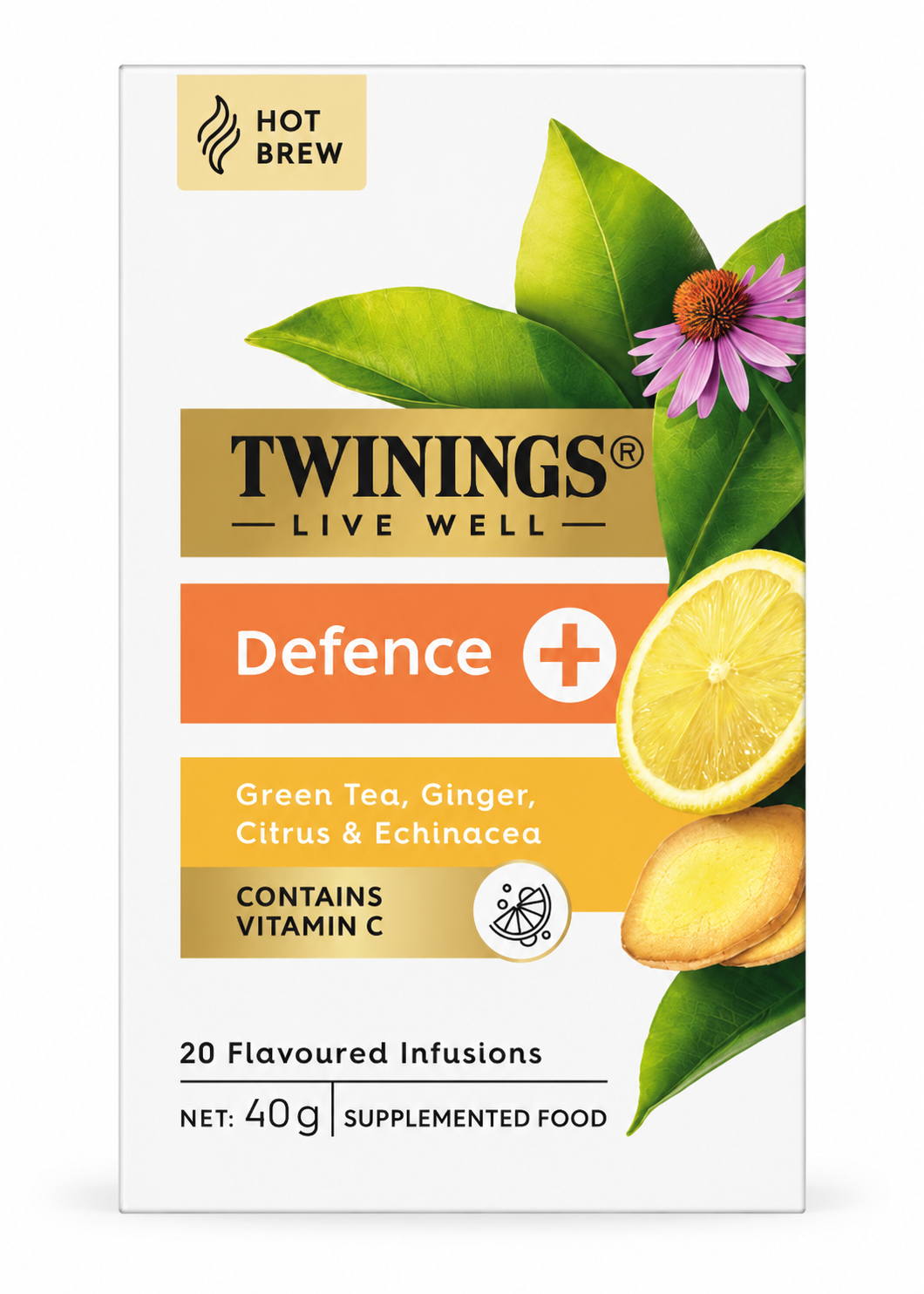 Twinings Defense+ Green Tea, Ginger, Citrus & Echinacea