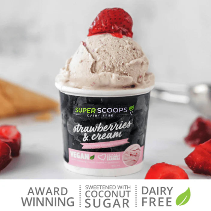 Super Scoops Strawberries & Cream Vegan Ice Cream