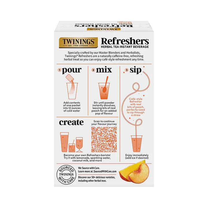 Twinings Refreshers Peach Mango Herbal Tea, 5 Packets