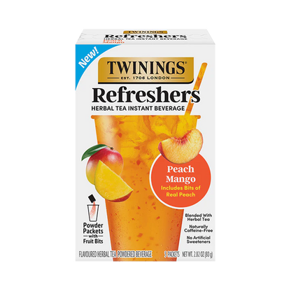 Twinings Refreshers Peach Mango Herbal Tea, 5 Packets