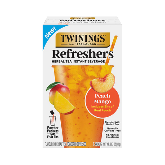Twinings Refreshers Peach Mango Herbal Tea, 5 Packets