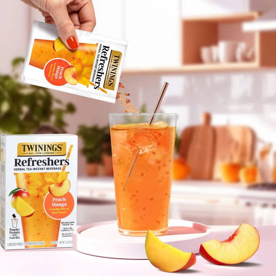 Twinings Refreshers Peach Mango Herbal Tea, 5 Packets