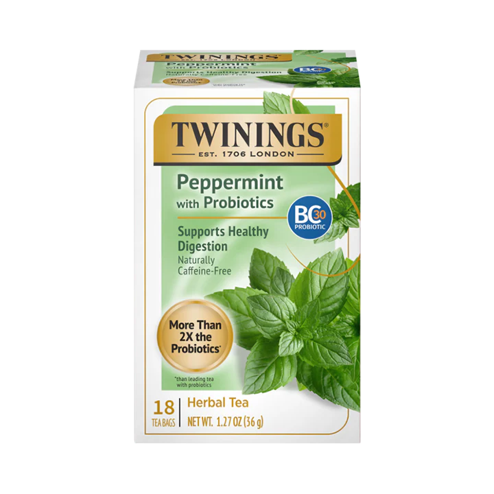 Twinings Peppermint w/ Probiotics Herbal Tea, 18 Tea Bags
