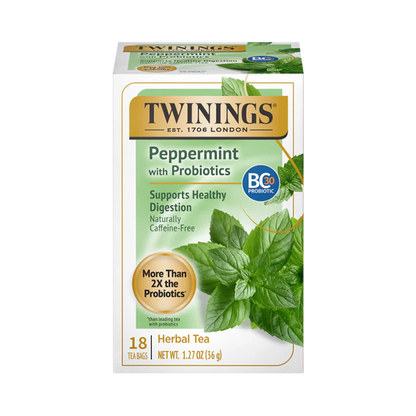 Twinings Peppermint w/ Probiotics Herbal Tea, 18 Tea Bags