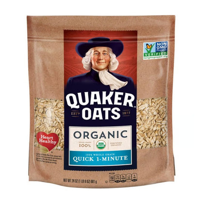 Quaker Oats Organic 100% Whole Grain Quick 1-Minute 681g