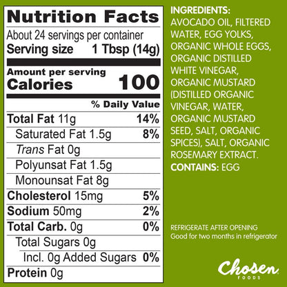 Chosen Foods Avocado Oil Classic Mayo 355ml