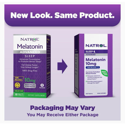 Natrol Advanced Sleep Melatonin 10mg, Time Release, 100 Tablets