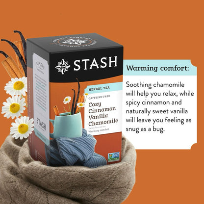 Stash Cozy Cinnamon Vanilla Herbal Tea, 18 Tea Bags