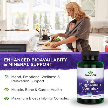 Swanson Triple Magnesium Complex 400mg, 100 Capsules
