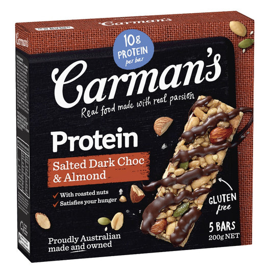 Carman's Salted Dark Choco and Almond Protein, 5 Bars