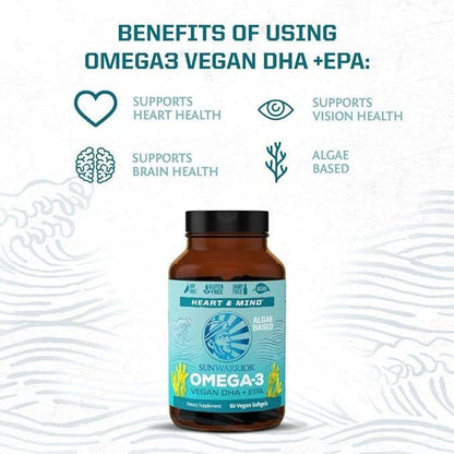 Sunwarrior Algae-Based Omega-3, Vegan DHA+EPA - 60 Soft Gels