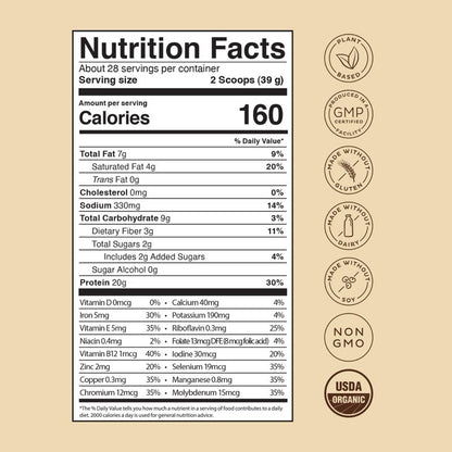 KOS Organic Chocolate Flavor Plant Protein 1092g