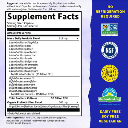 Garden of Life Once Daily Men's Probiotics, 50 Billion - 30 Capsules