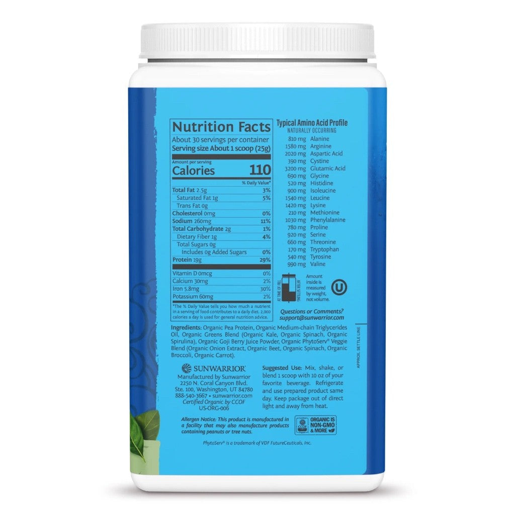 Sunwarrior Unflavored Warrior Blend Protein + Greens 750g