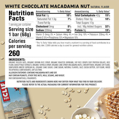 Clif Energy Bar White Chocolate Macadamia Nut 68g (1 Bar)