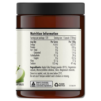 Barnes Naturals Apple Cider Vinegar, 120 Capsules