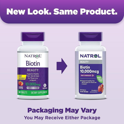 Natrol Biotin Beauty 10,000mcg, 100 Tablets