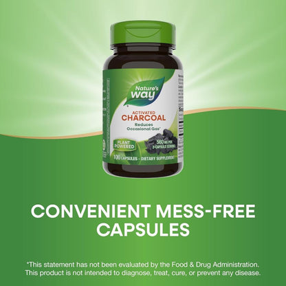 Nature's Way Activated Charcoal 560mg - 100 Capsules
