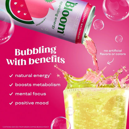 Bloom Strawberry Watermelon Sparkling Energy Drink 255ml
