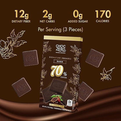 ChocZero Premium Keto Chocolate Bark & Squares 90g