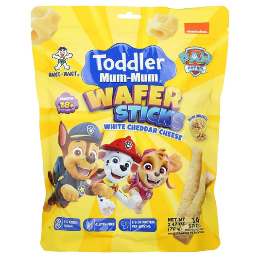 Hot Kid Toddler Mum-Mum Wafer Sticks, Paw Patrol White Cheddar Cheese, 14 Sticks, 70g