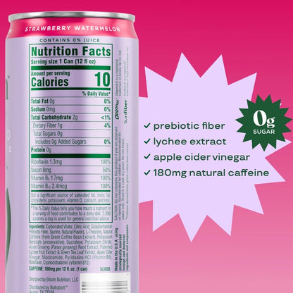 Bloom Strawberry Watermelon Sparkling Energy Drink 255ml