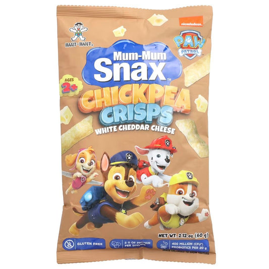 Hot Kid Mum-Mum Snax Paw Patrol Chickpea Crisps, White Cheddar Cheese 60g