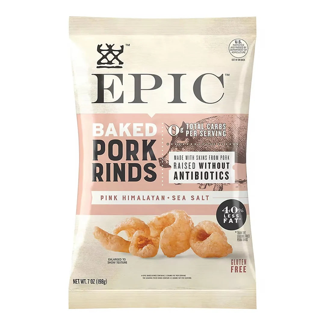 Epic Bar Pink Himalayan + Sea Salt Baked Pork Rinds 70g