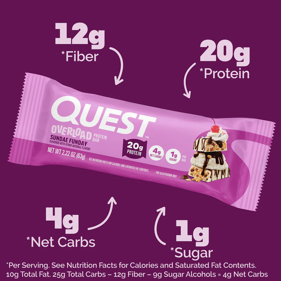 Quest Nutrition Overload Sundae Funday Protein Bar 63g, 1 Bar