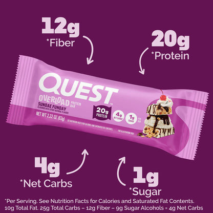 Quest Nutrition Overload Sundae Funday Protein Bar 63g, 1 Bar