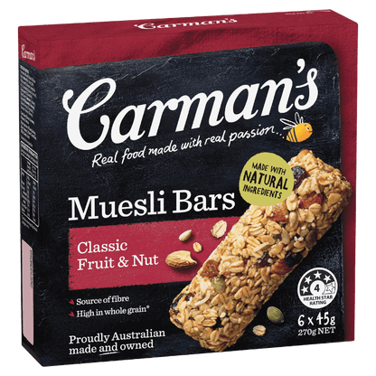 Carman's Muesli Bars Classic Fruit & Nut, 6 Bars