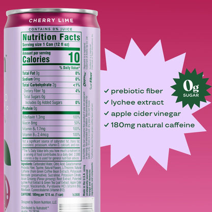 Bloom Cherry Lime Sparkling Energy Drink 255ml